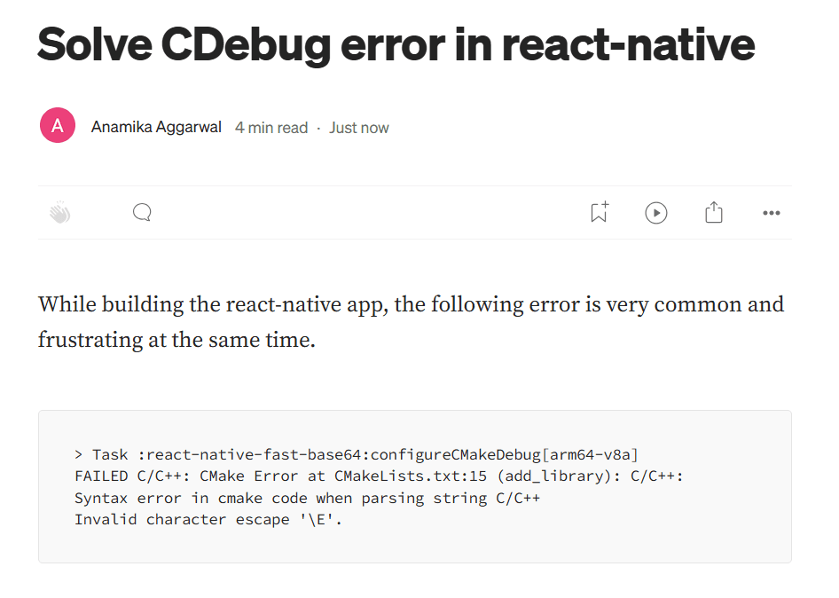 Thumbnail for Solve CDebug error in react-native